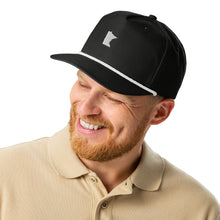 Minnesota Snapback Cap in Black with White Rope