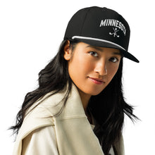 Minnesota Golf Snapback Cap in Black with White Rope