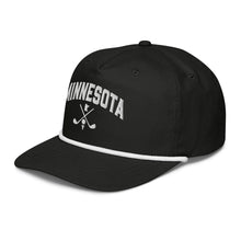 Minnesota Golf Snapback Cap in Black with White Rope