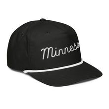 Minnesota Snapback Cap in Black with White Rope