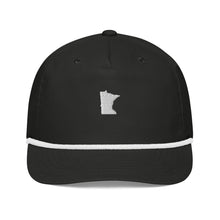 Minnesota Snapback Cap in Black with White Rope