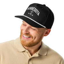 Minnesota Golf Snapback Cap in Black with White Rope