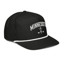 Minnesota Golf Snapback Cap in Black with White Rope