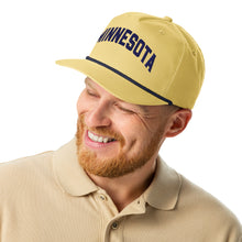 Minnesota Snapback Cap in Yellow with Navy Rope