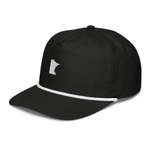 Minnesota Snapback Cap in Black with White Rope