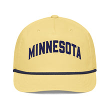 Minnesota Snapback Cap in Yellow with Navy Rope