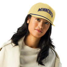 Minnesota Snapback Cap in Yellow with Navy Rope