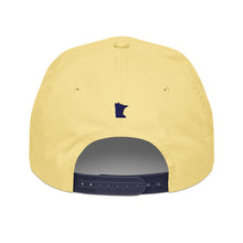 Minnesota Snapback Cap in Yellow with Navy Rope