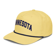 Minnesota Snapback Cap in Yellow with Navy Rope